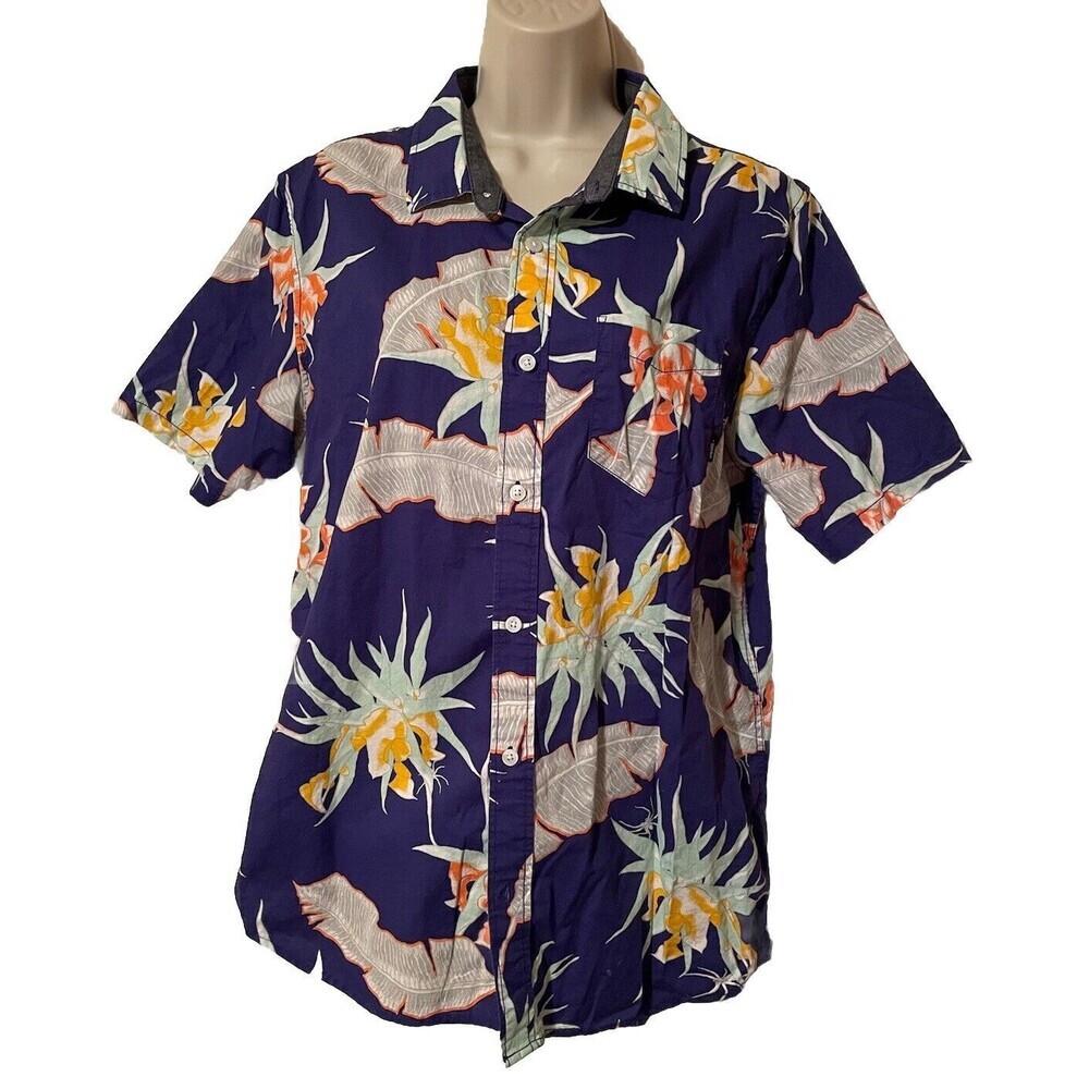 Vans Hawaiian Shirt Mens Medium Button-Up Classic Fit Short Sleeve Floral